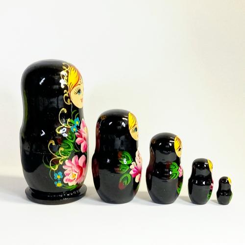 Musette / 【ロシア】コストロママトリョーシカ・5個型(黒)