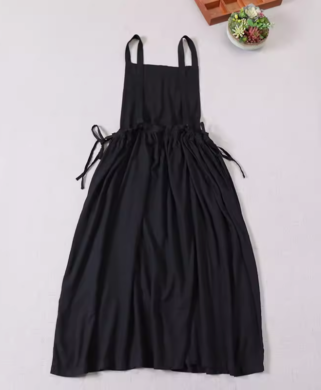 ◇重ね着用◇レディースリネンロングエプロン ワンピースドレス