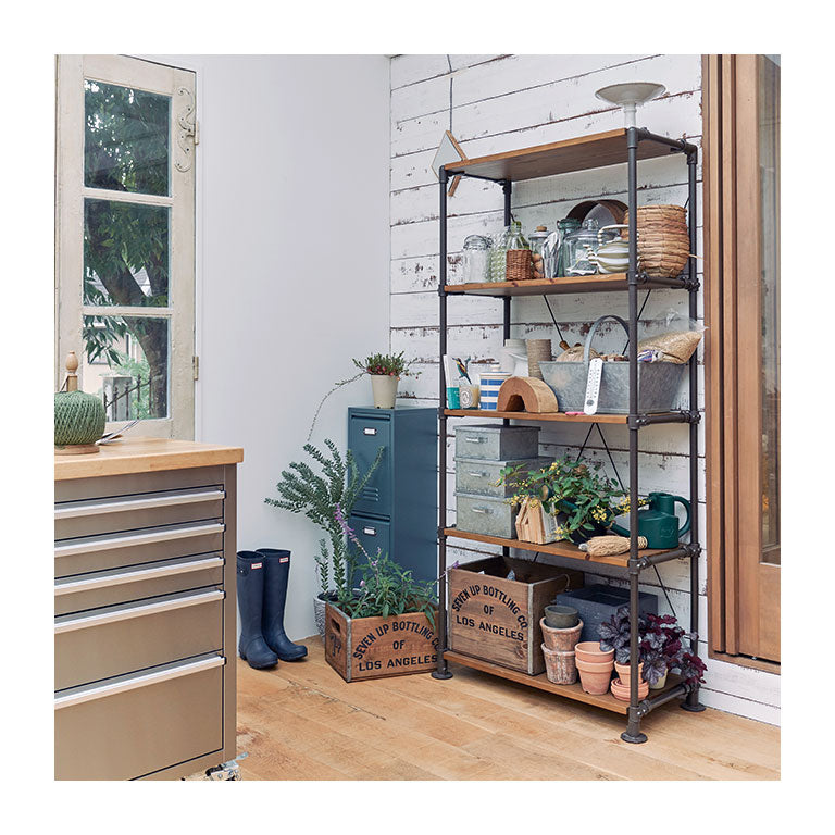 無骨なヴィンテージ風インダストリアル5段シェルフ‐【公式】秋島良品