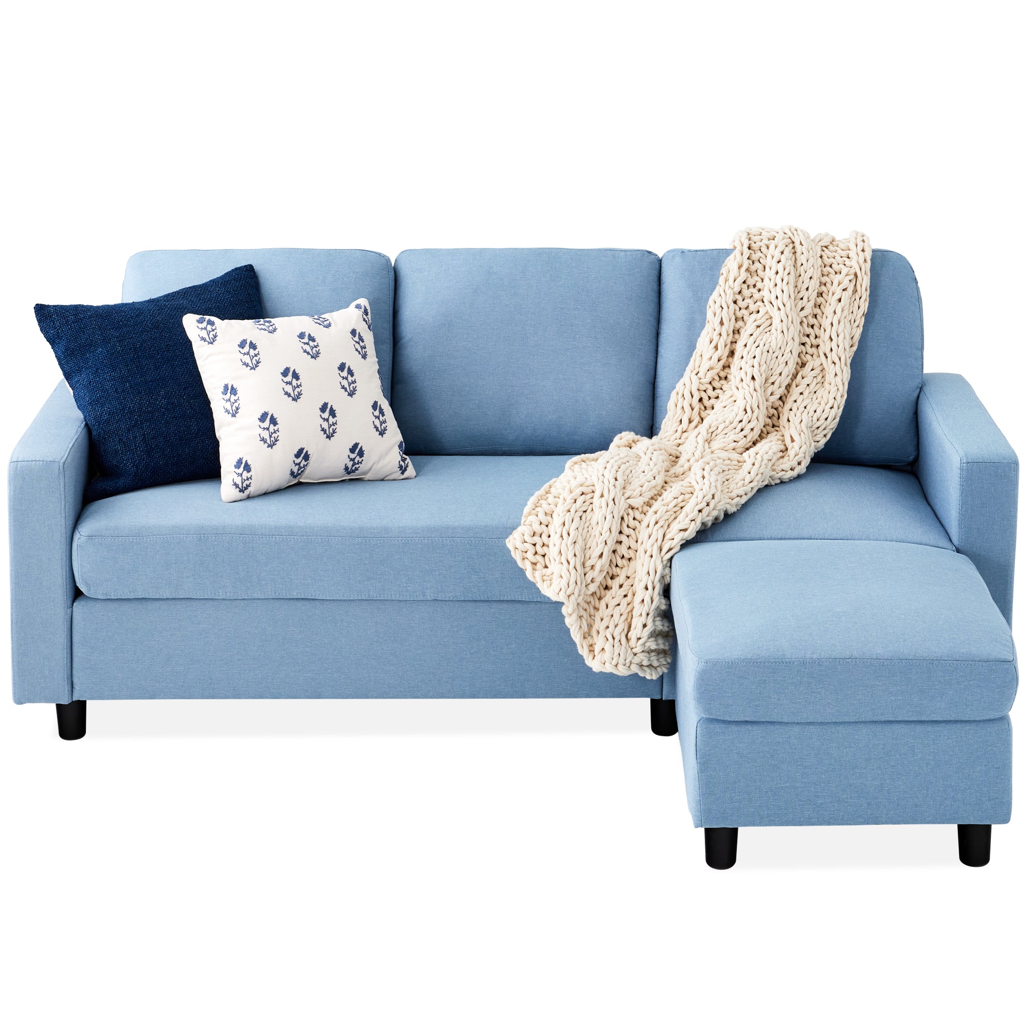 Upholstered Sectional Sofa Couch w/ Chaise Lounge, Reversible