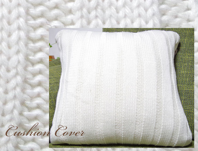 LETTO ニット デザイン編み クッションカバー ホワイト 45cm角