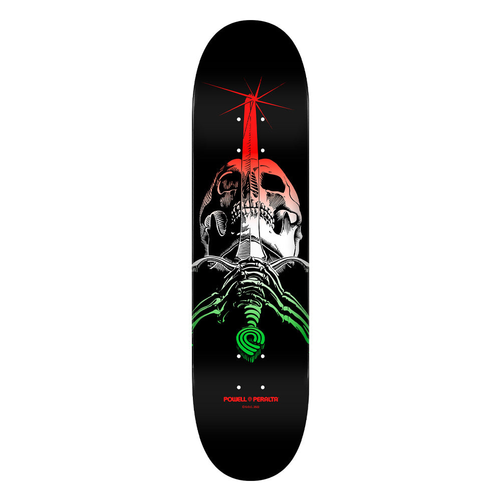 8.25in x 31.95in SKULL & SWORD GREEN FADE SKATEBOARD DECK – ハスコ