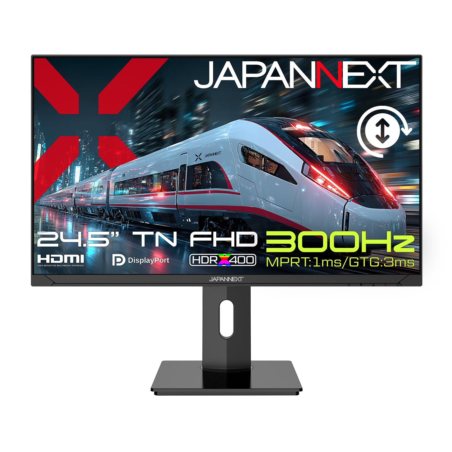 24.5インチ TNパネル搭載 300Hz/1ms(MPRT)対応 フルHD(1920x1080