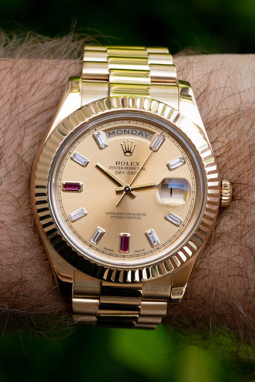 Rare Ruby Diamond Rolex President Day-Date II Reviews Watch!