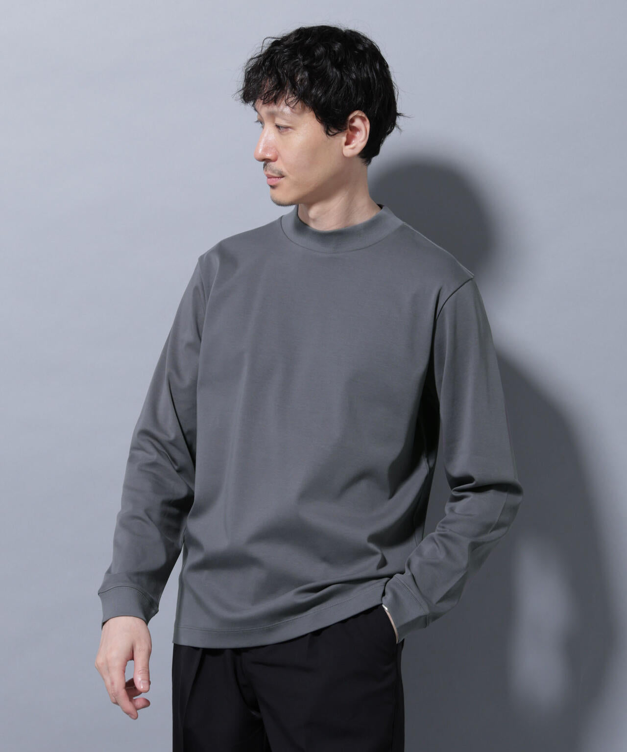 アンチスメル モックネック Tシャツ 長袖
