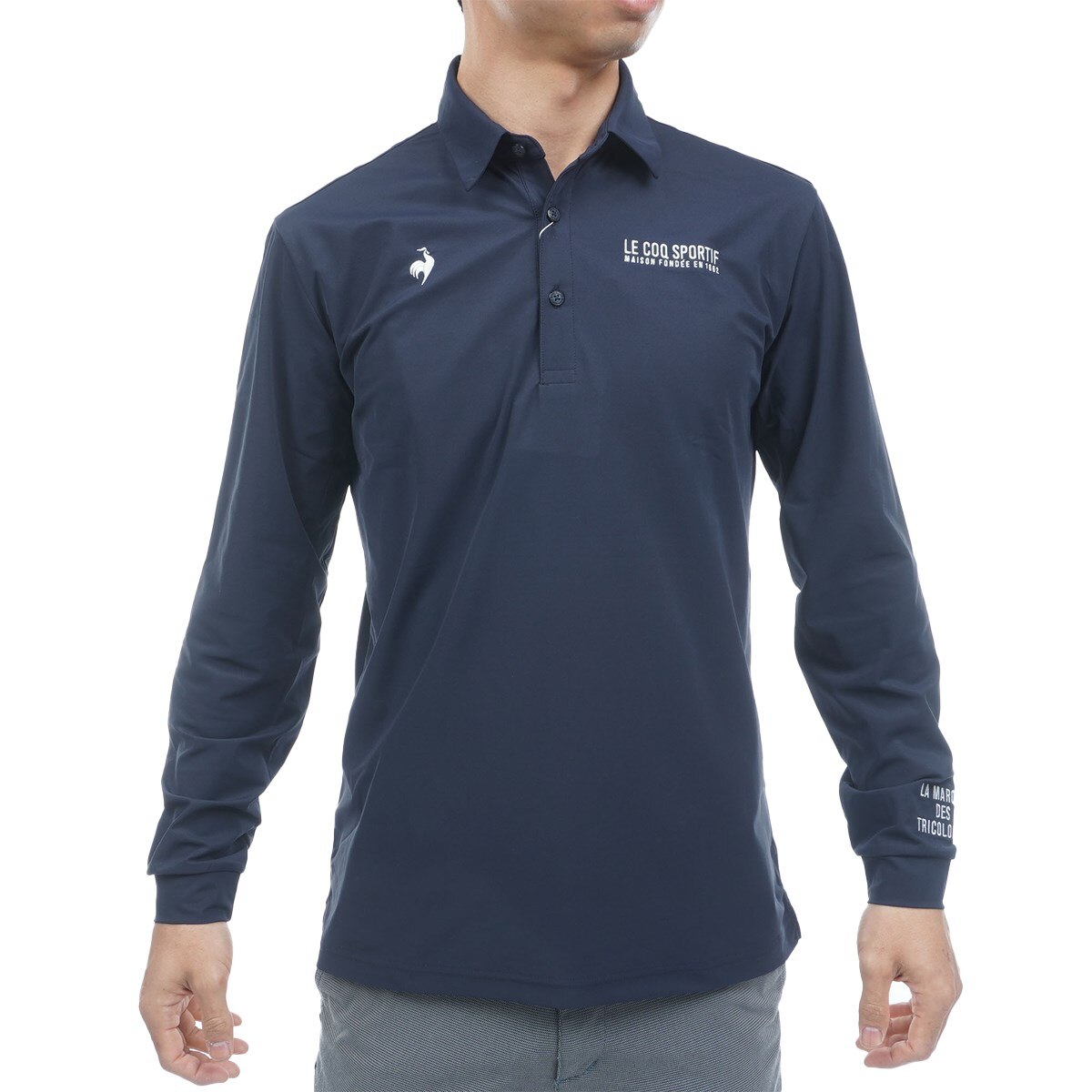 ストレッチ マーキングデザイン長袖ポロシャツ(長袖シャツ・ポロシャツ