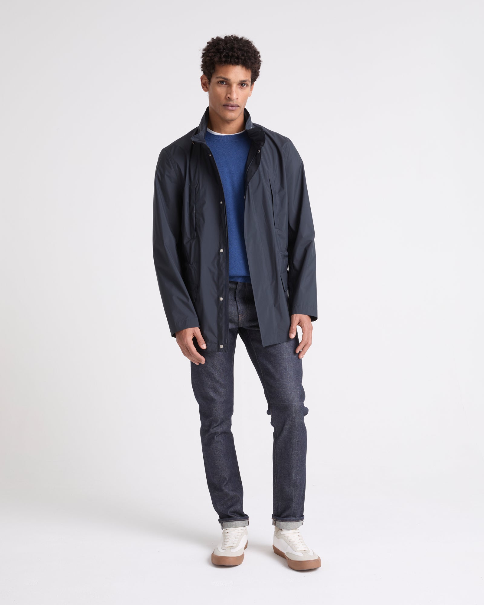 Technical fabric overshirt - blue - Winter sale – Yves Salomon US