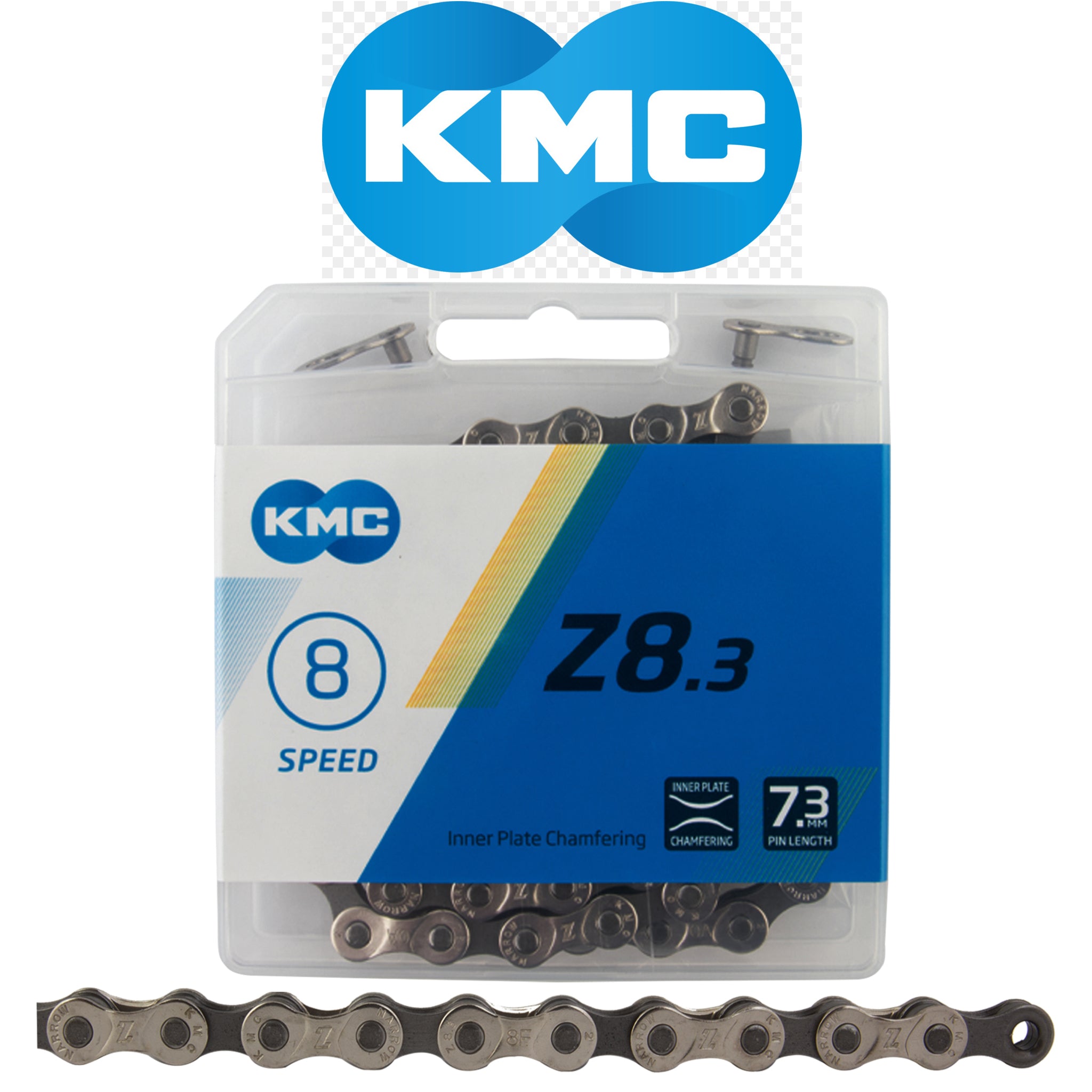 KMC Z8.3 8-Speed Bike Chain Gray-Silver 116 Links | The Bikesmiths