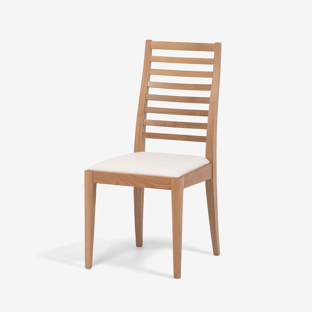 秋田木工 ダイニングチェア「N005」ナラ材ホワイトオーク色 座面PVC