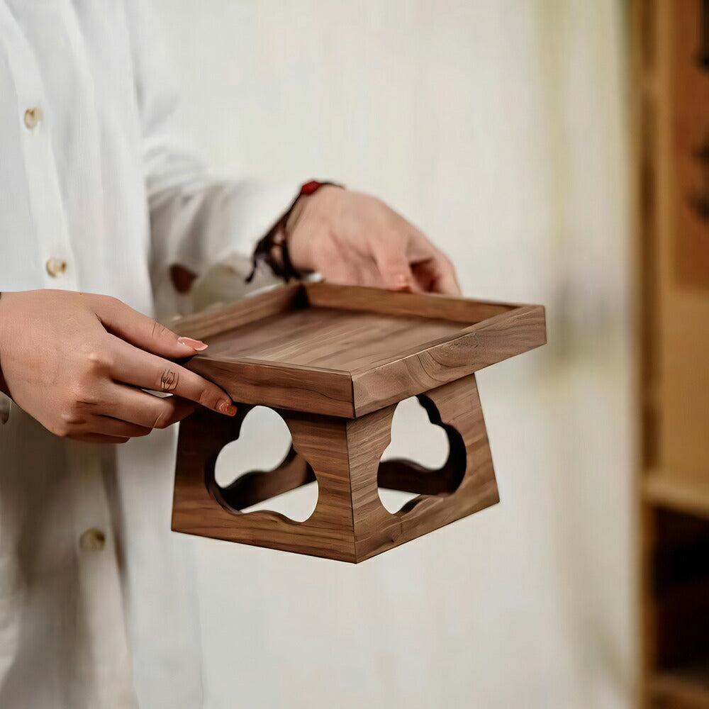 IwaiLoft 高台 木のトレー トレイ 正方形 角型 木台 ティートレー