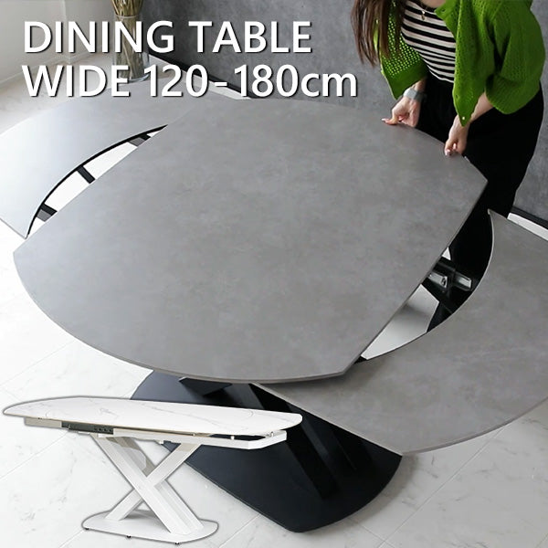 lushroom ダイニングテーブル 伸縮 伸長式 120～180×90cm 大理石柄