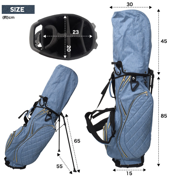 エヴィスゴルフ　デニム キャディバッグ スタンド機能付き 希少 エビス EVISU キャディバッグ スタンド式 デニム素材 芝生くん