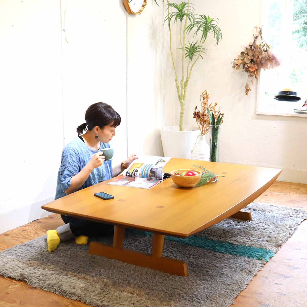 飛騨産業 円空シリーズ 2本脚座卓 SE-346WP ローテーブル 佐々木 敏光