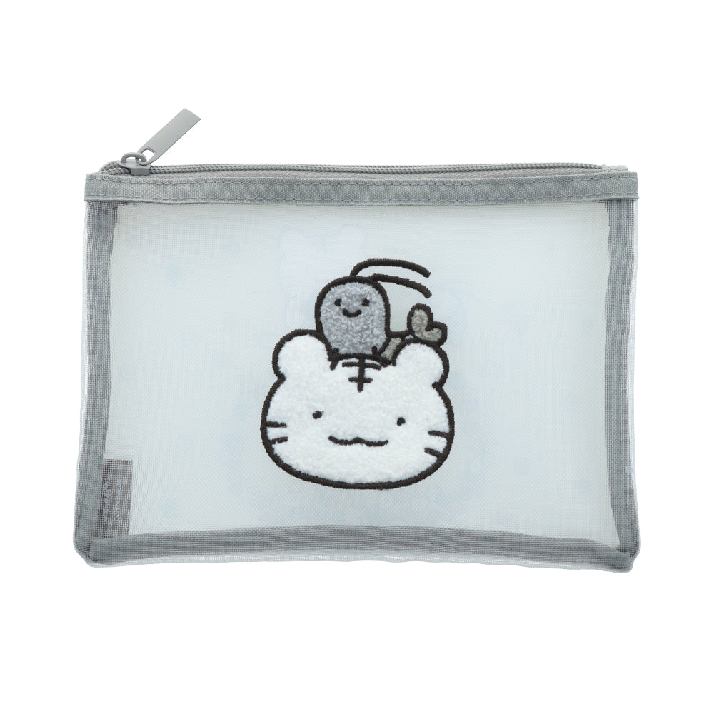 ホワイトタイガーとブラックタイガー サガラ刺繍メッシュポーチ WB