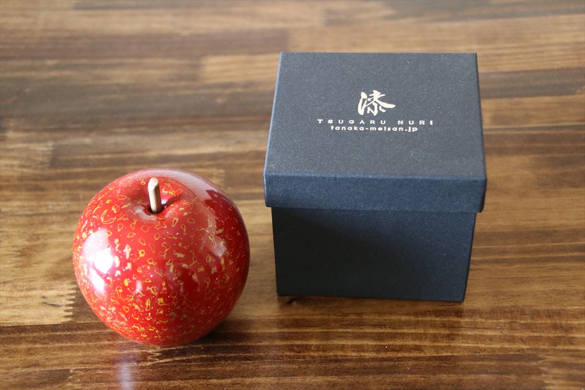 りんごオブジェ】唐塗 貝蒔 赤々 | 津軽塗たなか