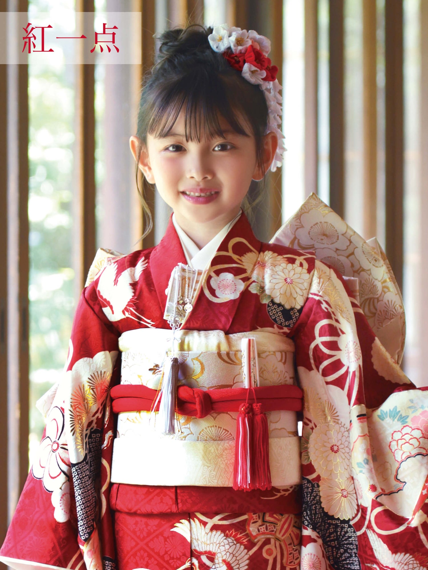 S0715 源氏車に鶴（赤） | 七五三着物レンタル | tententen