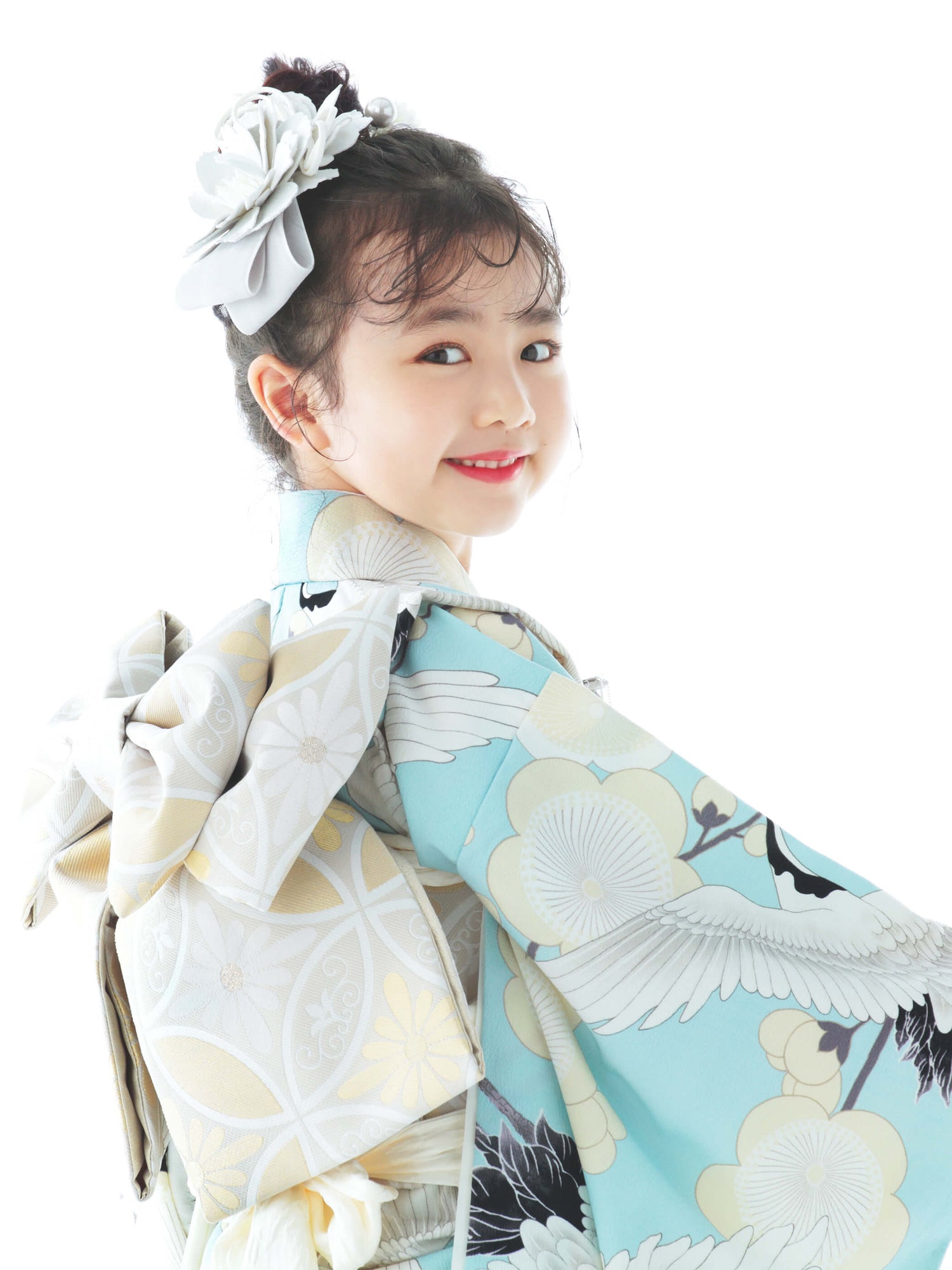 S0705 梅鶴 / 水色 | 七五三着物レンタル | tententen – tententen
