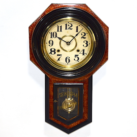 精工舎 掛時計 張り四ツ丸達磨 真鍮枠 明治45年～大正元年頃 ボンボン