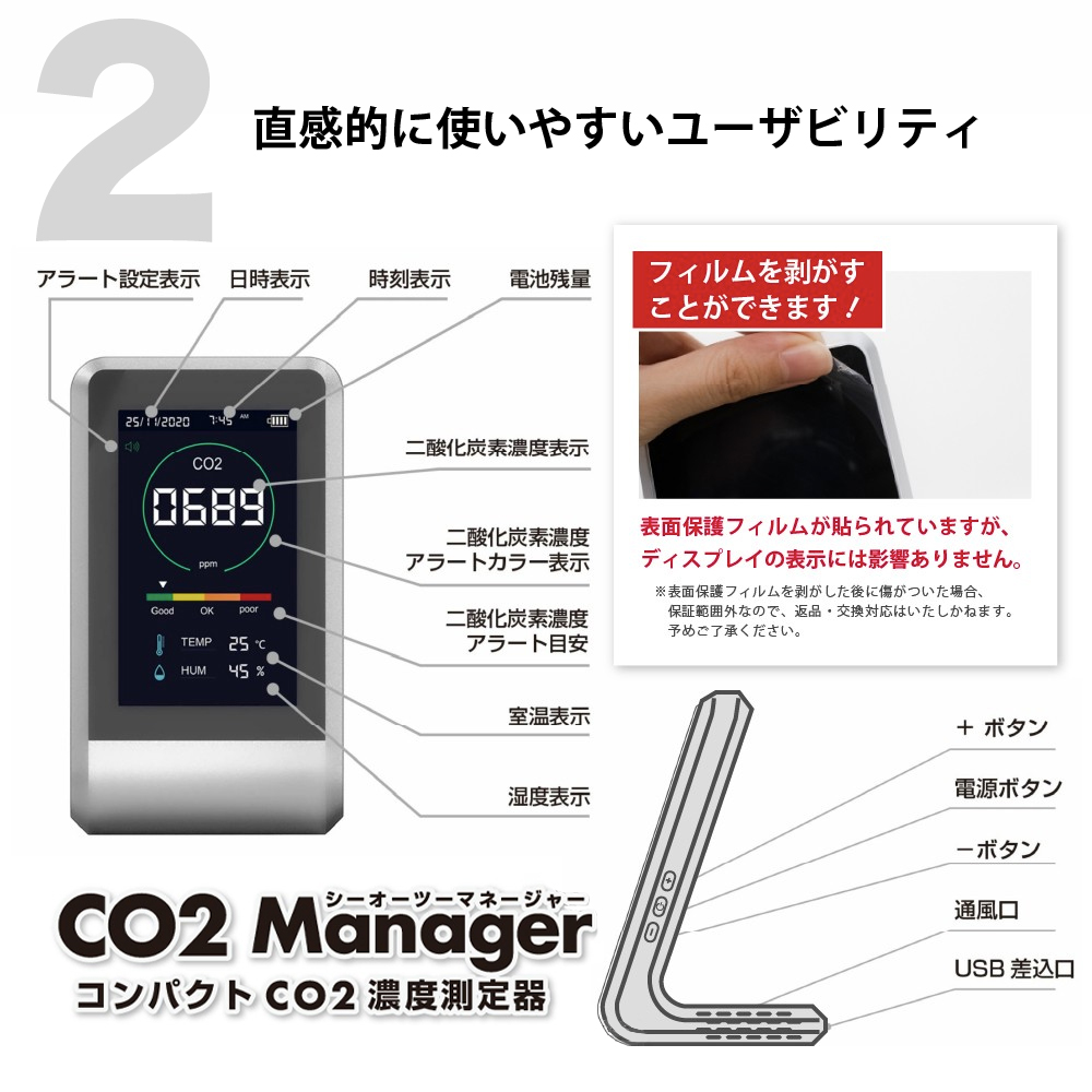10個】CO2マネージャー 二酸化炭素濃度を見える化 感染リスク抑止