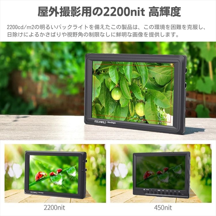 FEELWORLD FW279S | 7インチカメラ モニター 2200nit 超高輝度 4K HDMI