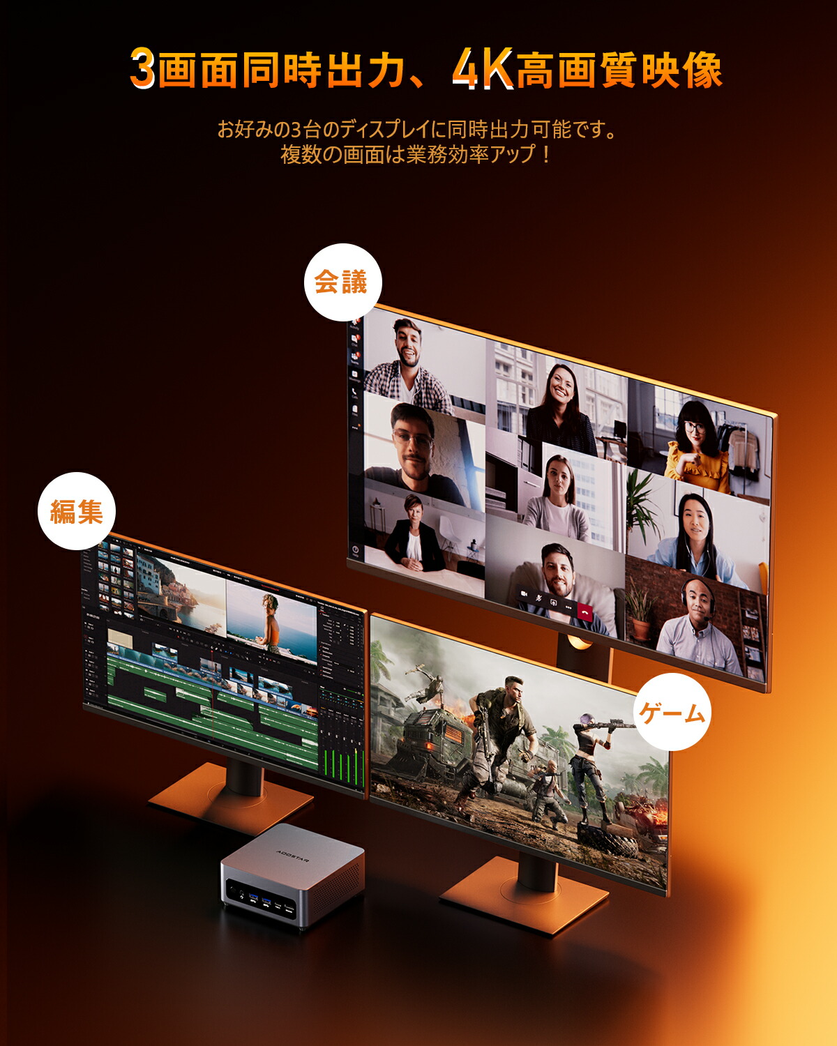 楽天市場】ミニPC Mini pc 小型pc AMD Ryzen 7 5825u搭載 16g 512g 4K