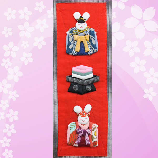 楽天市場】正絹古布 押し絵タペストリー飾り【うさぎのお雛様・雛人形