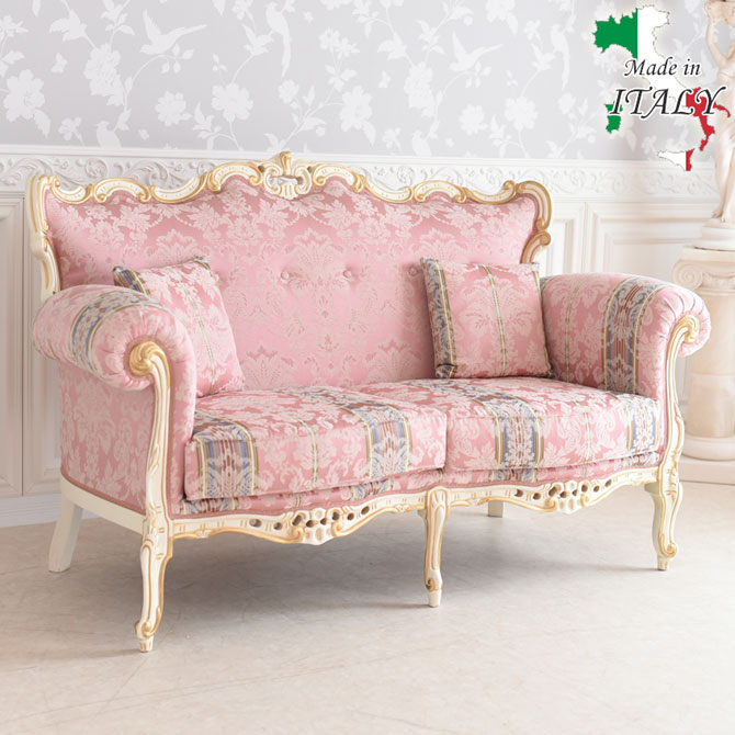 楽天市場】イタリア製 パールリーバロック ローザ 猫脚 ソファー 2人用