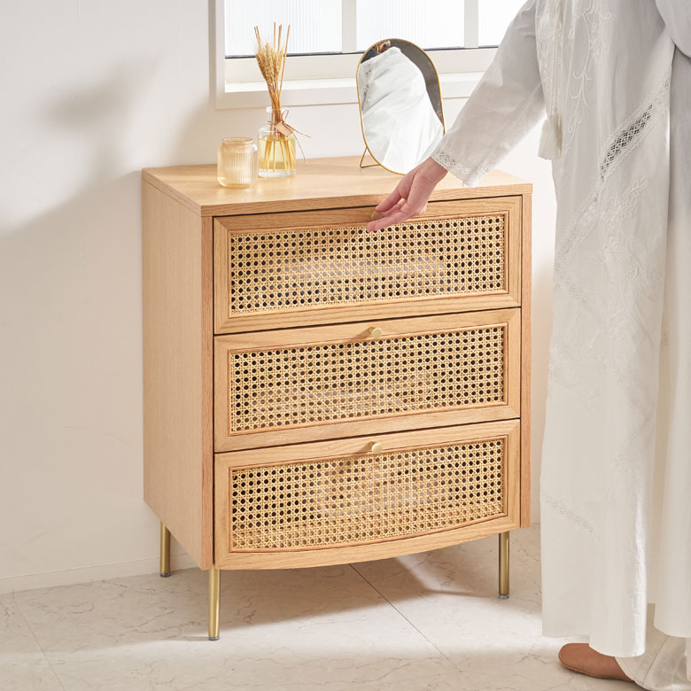 楽天市場】チェスト 3段 タンス 収納 引き出し ラタン 籐 ウッド 木製