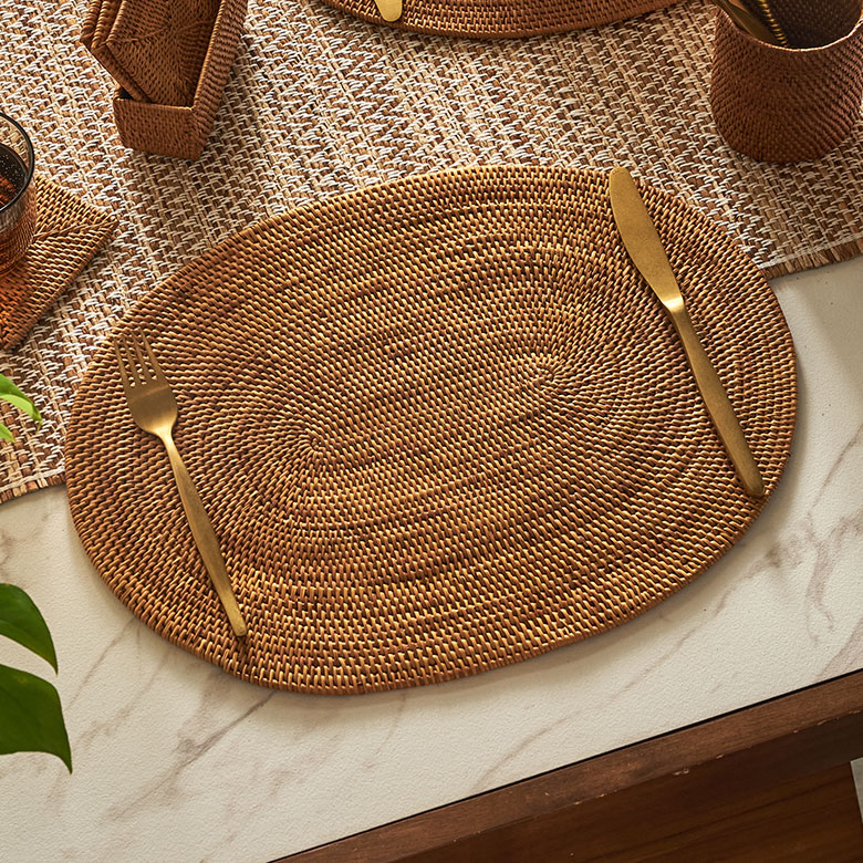 楽天市場】アタ製ランチョンマット バリ島産 40×30cm オーバル型