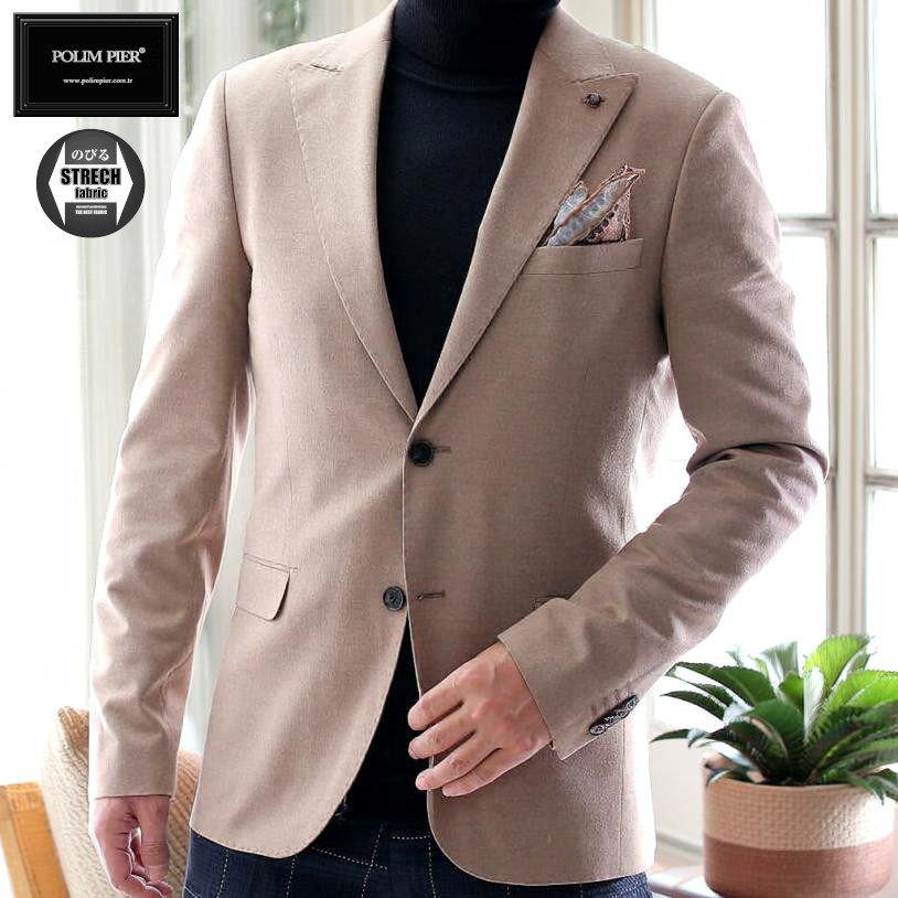楽天市場】テーラードジャケット ブレザー メンズ ストレッチ ベージュ