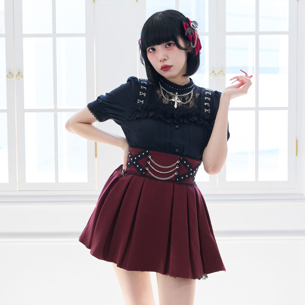 楽天市場】【SALE】チェーンクロスレースフリルスカート : 夢展望