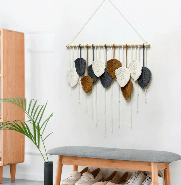 楽天市場】タペストリー 北欧 壁飾り おしゃれ 棒付き 手作り編み