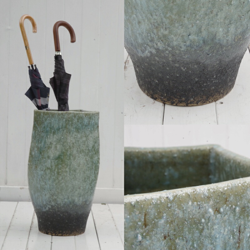 楽天市場】【あす楽対応】傘立て 陶器 信楽焼き 緑窯変五角傘立（W300