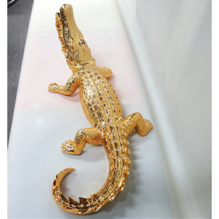 楽天市場】ワニ 置物 クロコダイル 金 オブジェ ゴールド W58cm