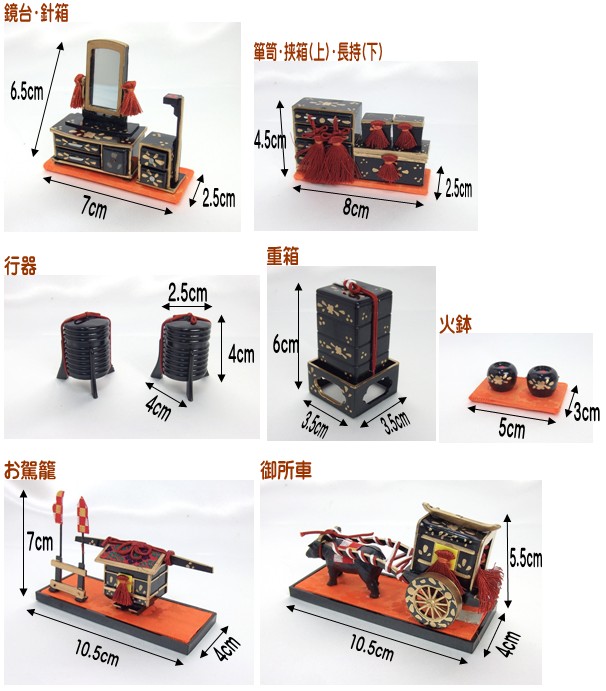 楽天市場】豆お道具七品セット 12号 雛人形 雛道具 ミニサイズ