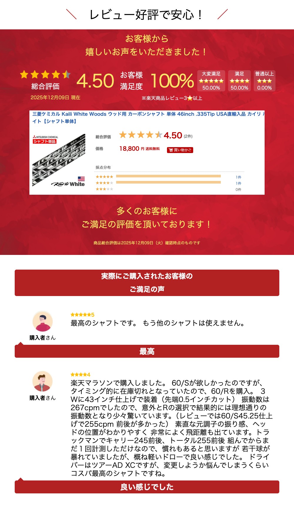 楽天市場】三菱ケミカル Kaili White Woods ウッド用 カーボンシャフト