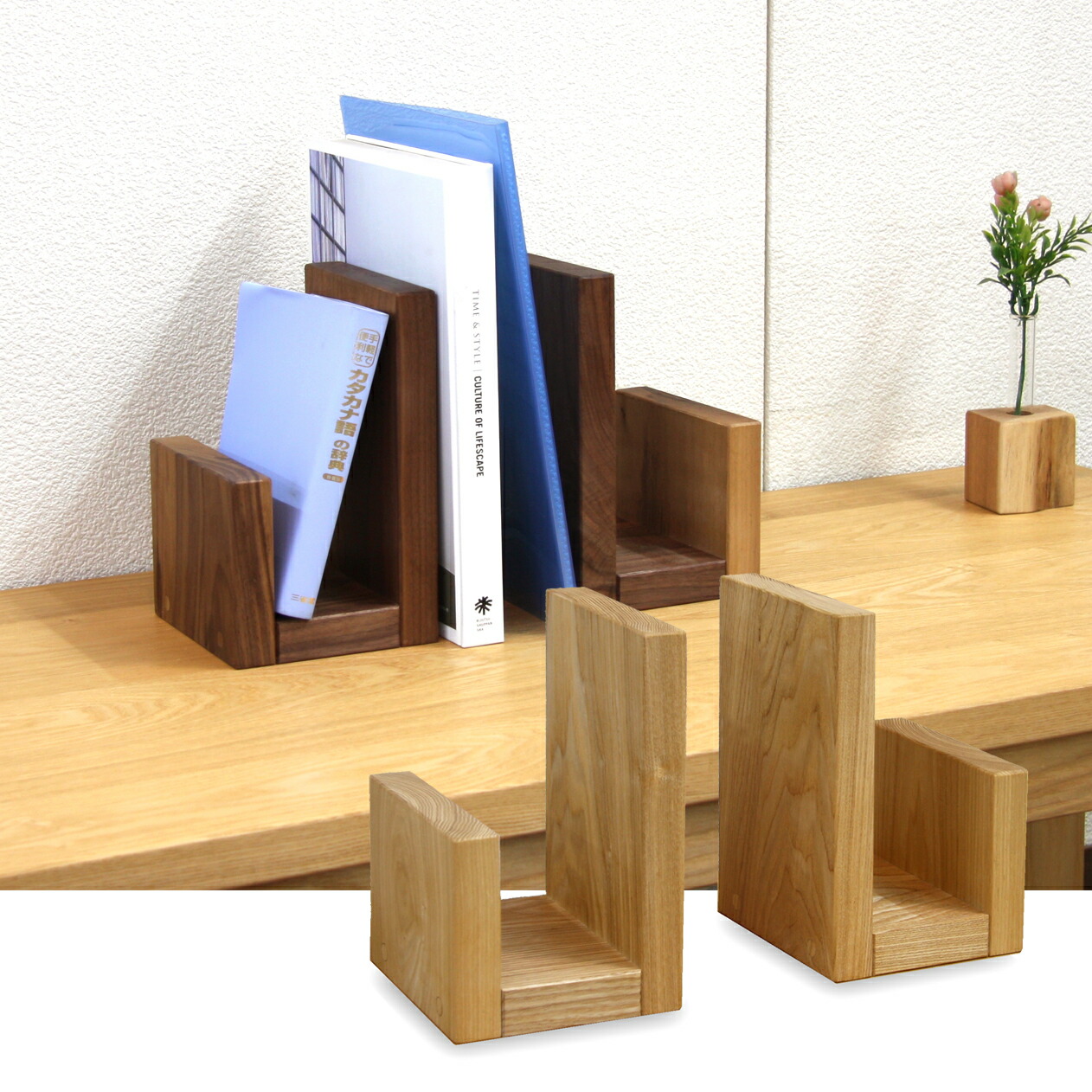 楽天市場】ブックスタンド 木製ブックスタンドJ型 2個組 ブックエンド