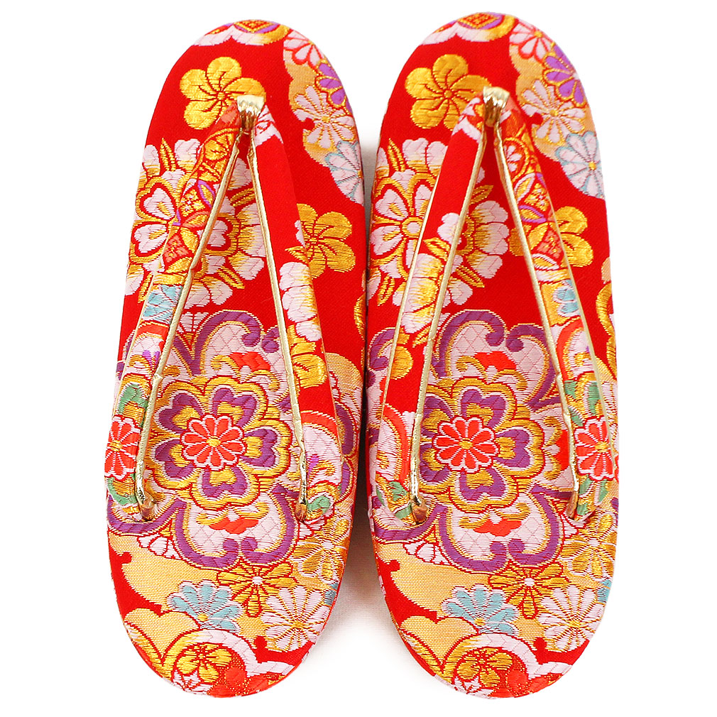 楽天市場】七五三 7歳 七歳 草履 女の子 Lサイズ 21cm 朱赤 華紋 金彩