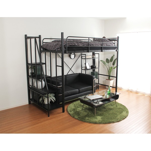 楽天市場】ロフトベッド 階段付き シングル ベッドフレームのみ