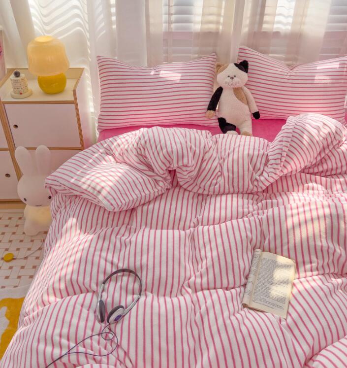 楽天市場】【セール 送料無料】布団カバーセット ストライプ柄 ピンク