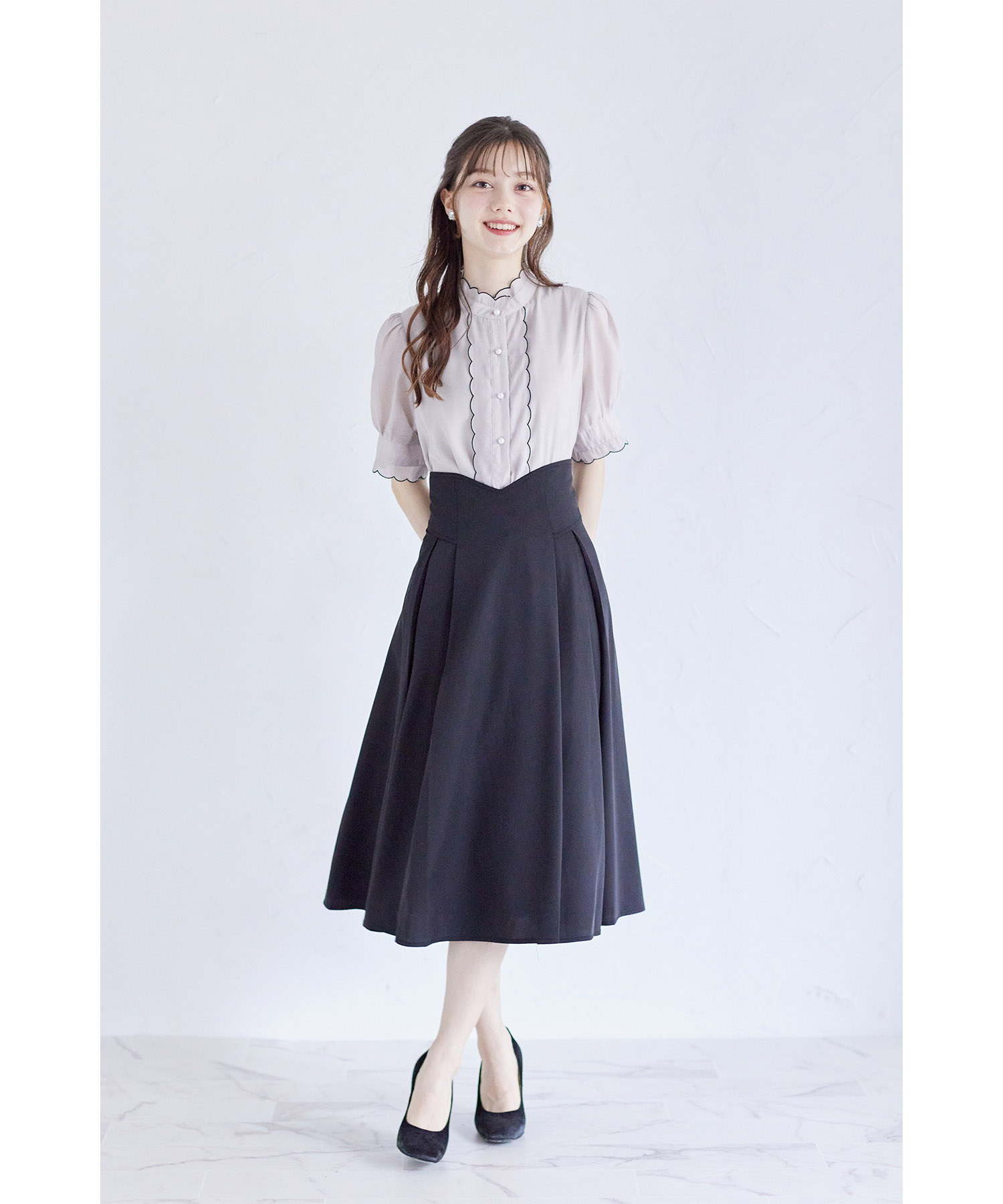 楽天市場】バックレースアップハートカットハイウエストタックフレア