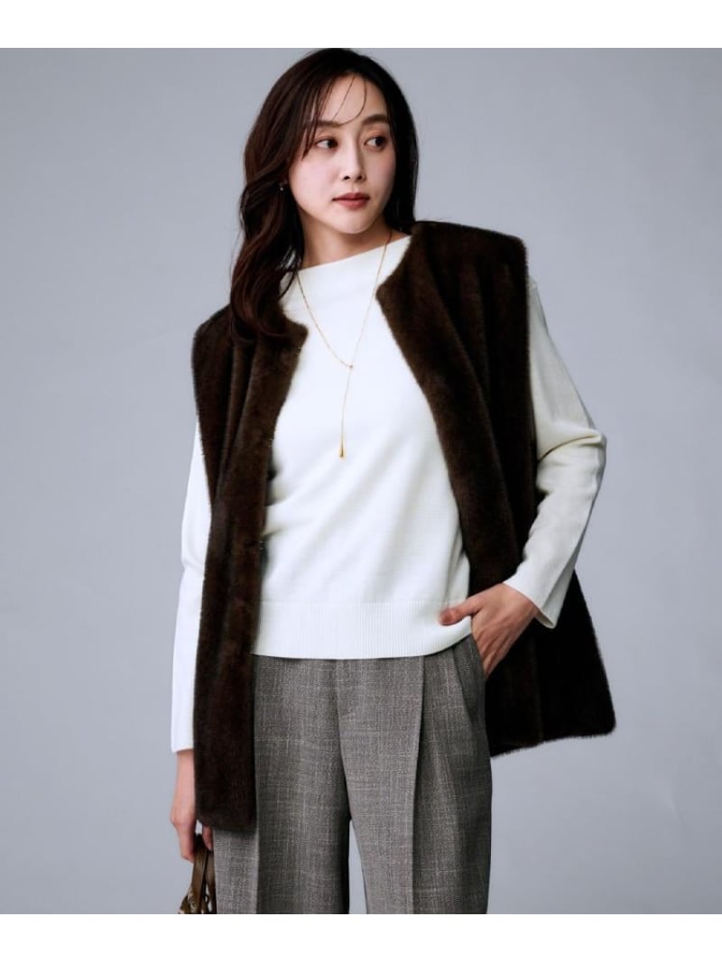 楽天市場】フェイクファーベスト ブラウンの通販