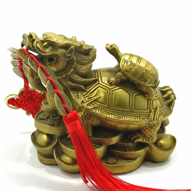 楽天市場】ロングイ 風水 置物 龍亀 大サイズ 最大長さ約14cm 銅製