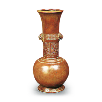 古銅下蕪獅子耳花入 こどうしもかぶらししみみはないれ | 鶴田 純久の