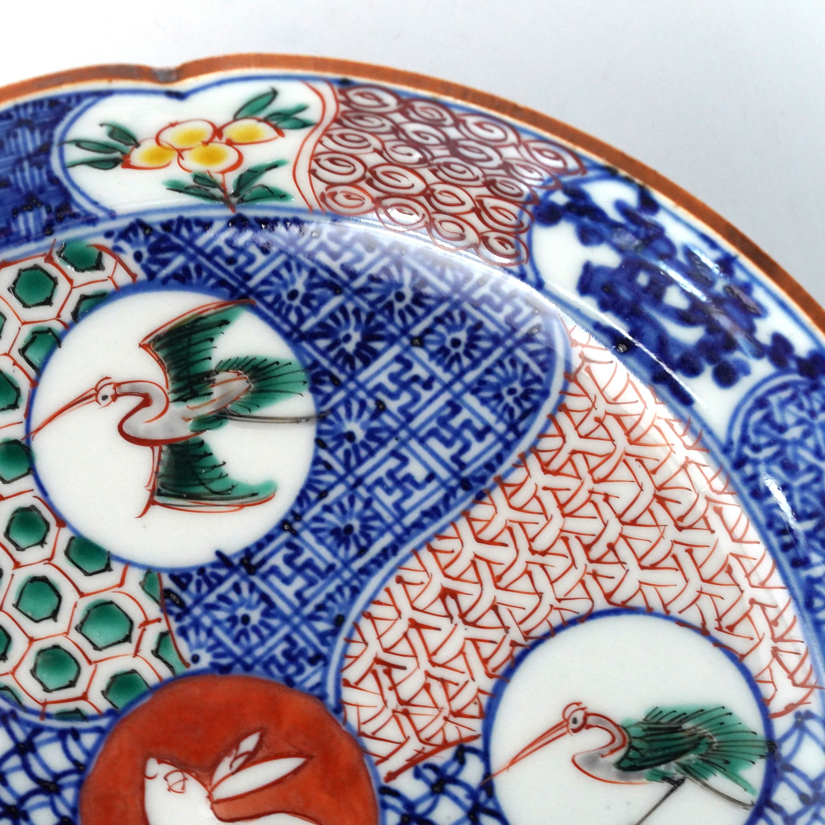 加藤幸治】五彩兎鶴文輪花6寸皿 – うつわ御結