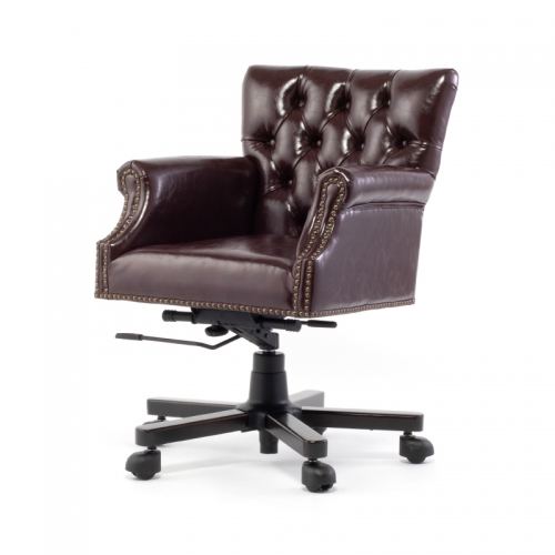 ヴィンセント オフィスチェア デスクチェア ブラウン 合皮 9017-OF