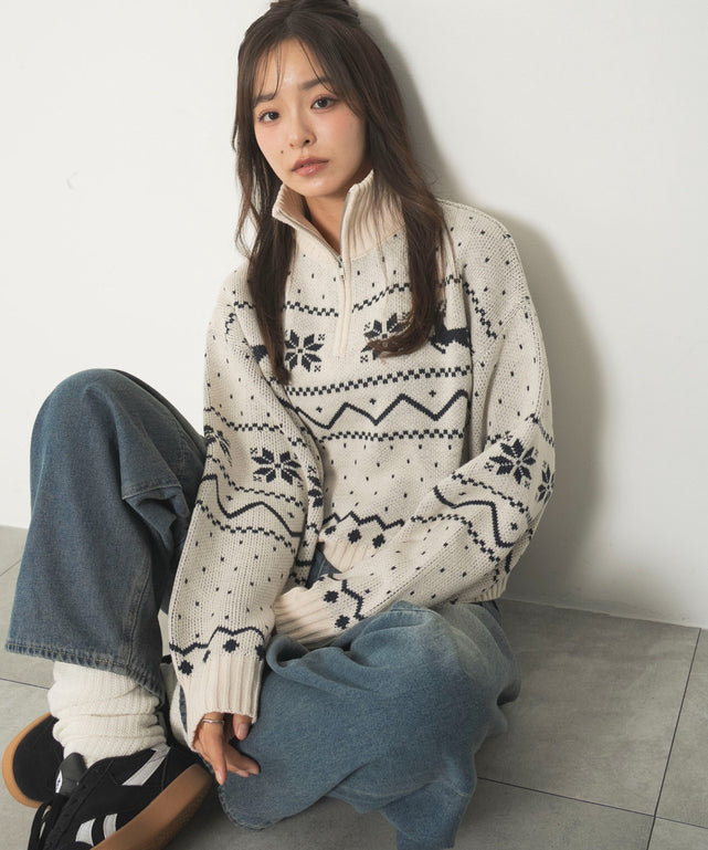 ノルディック柄ハーフジップニット｜WEGO（ウィゴー） – WEGO ONLINE STORE