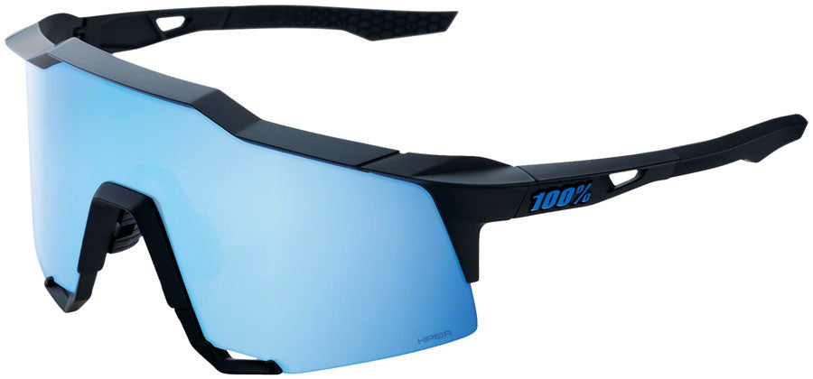 100% Speedcraft Sunglasses - Matte Black, HiPER Blue Multilayer