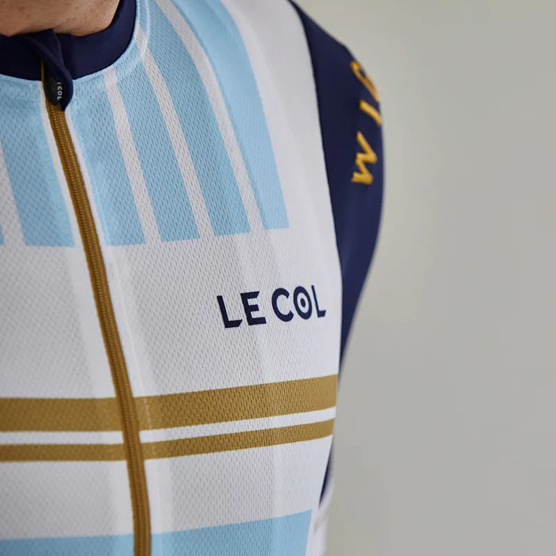 Le Col by Wiggins : PRO Mens Cycling Jersey : White / Light Blue