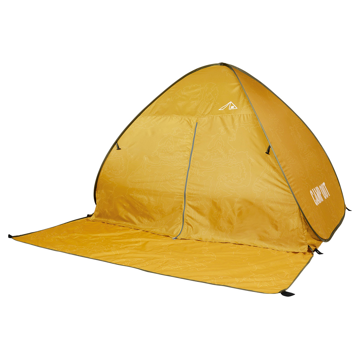 キャンプアウト ポップアップテントフルクローズ（オールドイエロー
